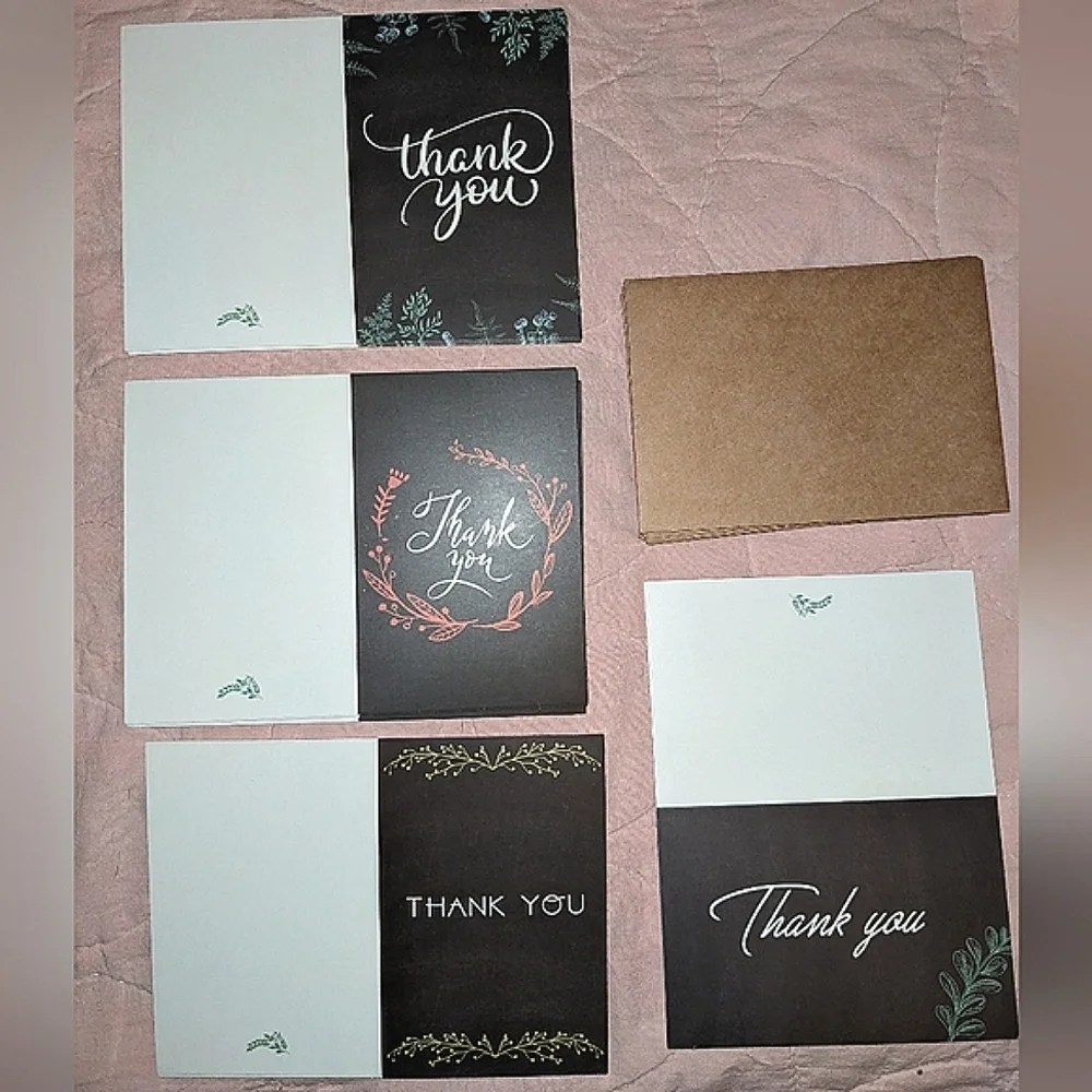 Last chance!20 Thank You Cards With Envelopes Blank Inside Extra Thick Cardstock